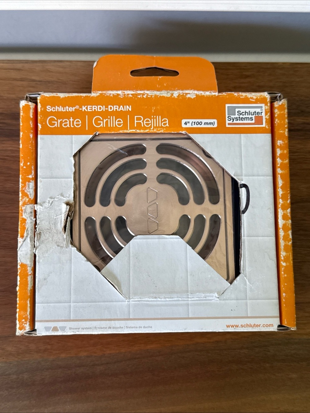 Schluter Kerdi-Drain  Grate  4” Kit (KD4GRKAKGB) Brushed COPPER **NEW Open Box